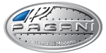 Pagani logo featuring a silver oval design with stylized text and a blue accent, relevant to C17media's automotive branding services.