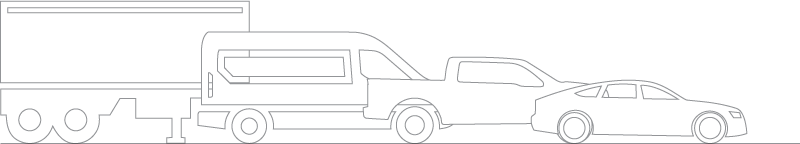 Illustration of various commercial vehicles, including a trailer, van, and pickup truck, representing C17media's fleet solutions for vehicle branding and advertising.